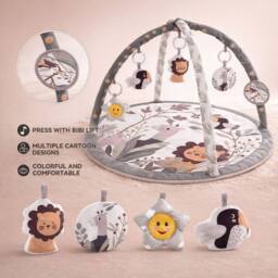 Dragodirect Baby Play Gym Mat Activity Centre with Sensory Hanging Toys in White - thumbnail 3