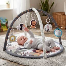 Dragodirect Baby Play Gym Mat Activity Centre with Sensory Hanging Toys in White - thumbnail 4