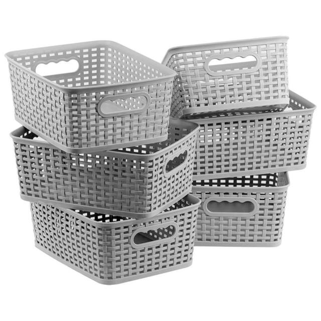Nordara Stackable Plastic Storage Baskets Set Of 6 in Grey - image 1