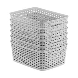 Nordara Stackable Plastic Storage Baskets Set Of 6 in Grey - thumbnail 3