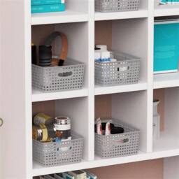 Nordara Stackable Plastic Storage Baskets Set Of 6 in Grey - thumbnail 5