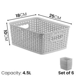 Nordara Stackable Plastic Storage Baskets Set Of 6 in Grey - thumbnail 2