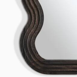 FurnitureboxUK Liora Walnut Wood Medium 90x60cm Rectangle Wavy Wall Mirror - Size: 90x60 cm - thumbnail 7