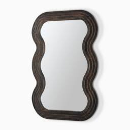 FurnitureboxUK Liora Walnut Wood Medium 90x60cm Rectangle Wavy Wall Mirror - Size: 90x60 cm - thumbnail 4
