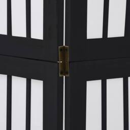 Berkfield Home Room Divider 5 Panels Black Solid Wood Paulownia - thumbnail 7