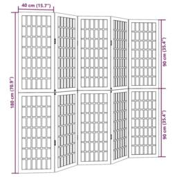 Berkfield Home Room Divider 5 Panels Black Solid Wood Paulownia - thumbnail 8