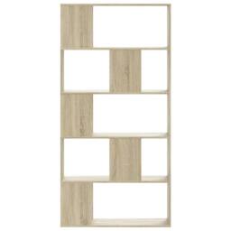 Berkfield Home Bookcase 5-Tier Sonoma Oak 80.5x23.5x162.5 cm Engineered Wood in Light Beige - thumbnail 3