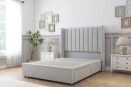 "Comfort Beds Palermo Plush Divan Base 2 Drawers - 54"" Wingback in Silver - Size: King" - thumbnail 2