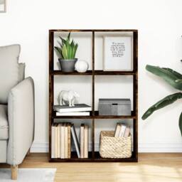 Berkfield Home Room Divider Bookcase Smoked Oak 69.5x29x103.5 cm Engineered Wood in Brown - thumbnail 1