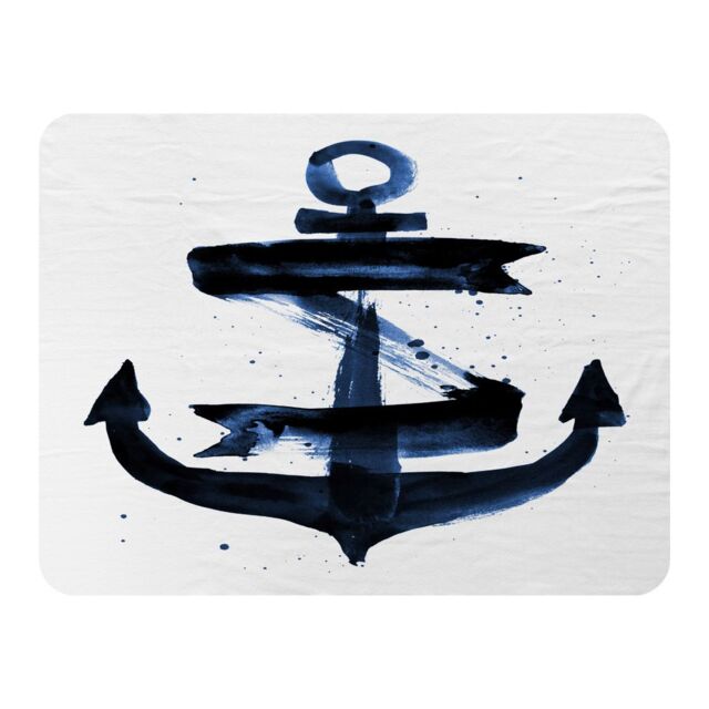 Benjamin Tate Design Watercolour Anchor Blanket in Natural - Size: 120 cm x 150 cm - image 1