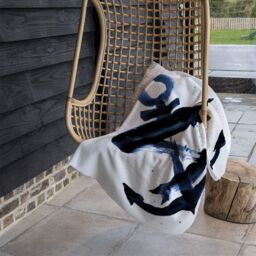 Benjamin Tate Design Watercolour Anchor Blanket in Natural - Size: 120 cm x 150 cm - thumbnail 4
