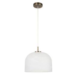 First Choice Lighting Oberon - Antique Brass Ceiling Pendant Light with Alabaster Shade in Bronze - thumbnail 1