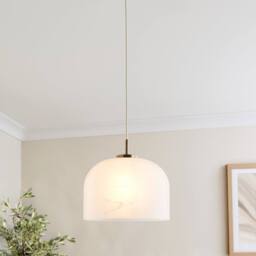 First Choice Lighting Oberon - Antique Brass Ceiling Pendant Light with Alabaster Shade in Bronze - thumbnail 8