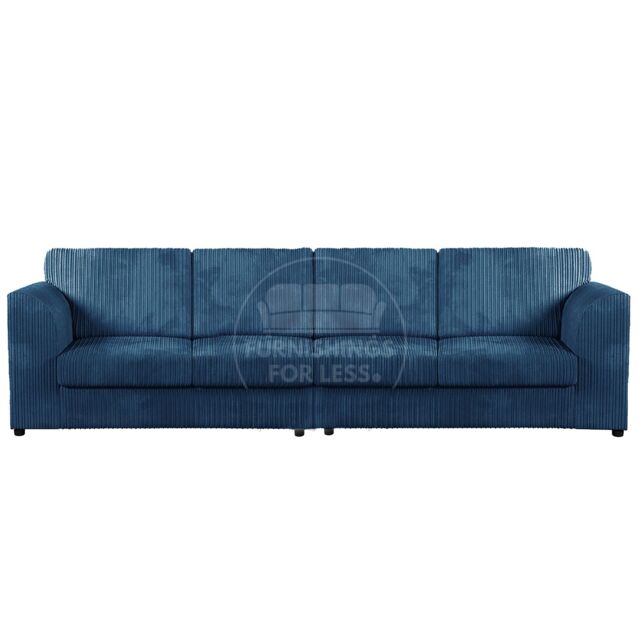 Furnishings For Less UK Luxor Long Fabric Jumbo Cord 4 Seater Sofa - Full Back in Blue - image 1