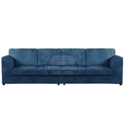 Furnishings For Less UK Luxor Long Fabric Jumbo Cord 4 Seater Sofa - Full Back in Blue - thumbnail 1