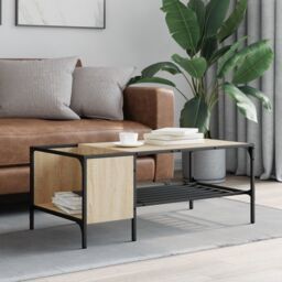 Berkfield Home Coffee Table with Rack Sonoma Oak 100x51x40 cm Engineered Wood in Brown - Size: 100 x 51 x 40 cm - thumbnail 3