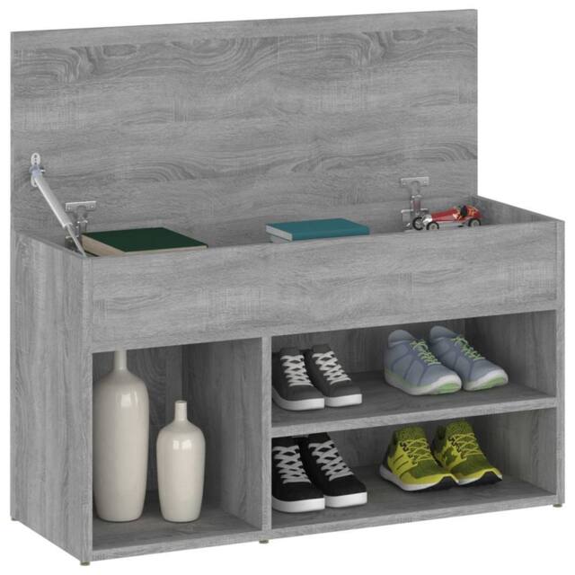 Berkfield Home Shoe Bench Grey Sonoma 80x30x45 cm Engineered Wood - Size: 80 x 30 x 45 cm - image 1