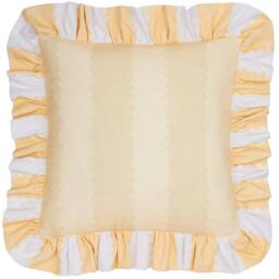 Wylder Birdie Stripe 100% Cotton Ruffle Cushion in Bright Yellow - Size: 45 cm x 45 cm - thumbnail 2