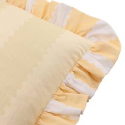 Wylder Birdie Stripe 100% Cotton Ruffle Cushion in Bright Yellow - Size: 45 cm x 45 cm - thumbnail 3