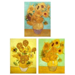Artery8 Wall Art Print Pack of 3 A4 Vincent Van Gogh Sunflowers Collection Paintings Living Room s Set - thumbnail 1