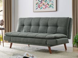 Home Detail DISCONTINUED Duncan Fabric Sofa Bed With Adjustable Armrests & Wooden Legs in Light Grey - thumbnail 1