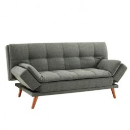 Home Detail DISCONTINUED Duncan Fabric Sofa Bed With Adjustable Armrests & Wooden Legs in Light Grey - thumbnail 2