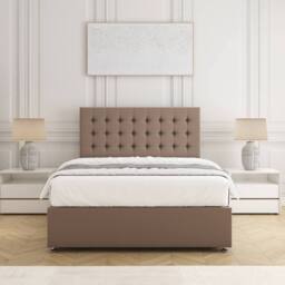 "BSSPOKE Maria Plush Velvet Divan Bed 24"" Headboard & No Mattress No Drawers in Bronze - Size: Small Double" - thumbnail 2