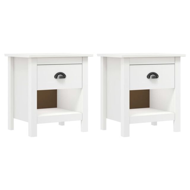 Berkfield Home Bedside Cabinets 2 pcs Hill 46x35x49.5 cm Solid Pine Wood in White - image 1