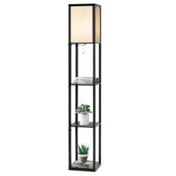 Costway Modern 3-Tier Floor Lamp Narrow Corner Nightstand Light in Black - thumbnail 1