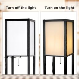 Costway Modern 3-Tier Floor Lamp Narrow Corner Nightstand Light in Black - thumbnail 5