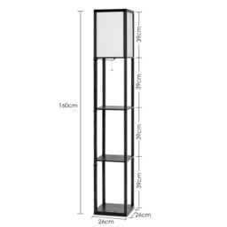 Costway Modern 3-Tier Floor Lamp Narrow Corner Nightstand Light in Black - thumbnail 2