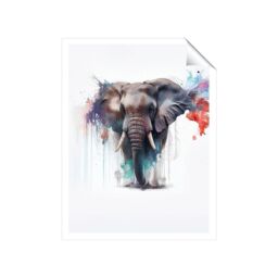 "Warren Reed - Designer Elephant Splashart Unframed Art Print - Size: W24"" x H36""" - thumbnail 1