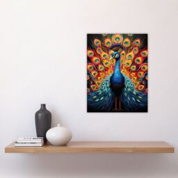 Artery8 Peacock Bird With Bright Vivid Feathers Yellow Red Blue Bold Portrait Artwork Unframed Wall Art Print Poster Home Decor Premium - thumbnail 4