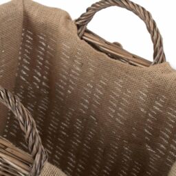 Red Hamper Wicker Rectangular Log Basket with Lining in Brown - thumbnail 4