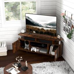 STILVORA TV Stand with 2 Cupboards & Shelves Rustic Brown - thumbnail 3