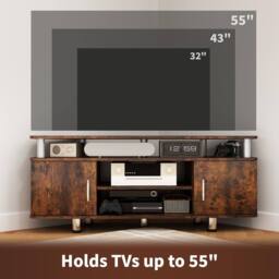STILVORA TV Stand with 2 Cupboards & Shelves Rustic Brown - thumbnail 8