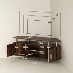 STILVORA TV Stand with 2 Cupboards & Shelves Rustic Brown - thumbnail 4