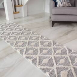 Kukoon Grey Cream Diamond Loop & Tufted Shaggy Rug in Mid Grey - Size: 160 cm x 230 cm - thumbnail 5