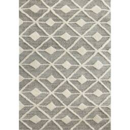 Kukoon Grey Cream Diamond Loop & Tufted Shaggy Rug in Mid Grey - Size: 160 cm x 230 cm - thumbnail 1