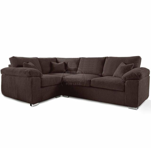 Furnishings For Less UK Delta Large 4 Seater Corner Sofa Left Hand Facing Jumbo Cord L Shape in Brown - image 1
