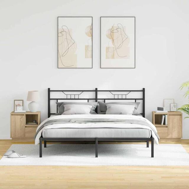 Berkfield Home Modern Bedside Cabinets with LED 2 pcs Sonoma Oak 50x34.5x50 cm in Beige - image 1