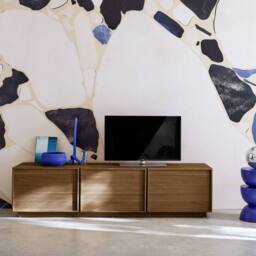 sweeek TV stand 3 doors 180cm wood decor in Dark Brown - thumbnail 3