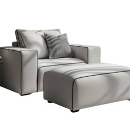 Stratus Interiors Sloane 2-Tone Modular Sofa - Custom Contrast Piping - Footstool in Cream - thumbnail 2
