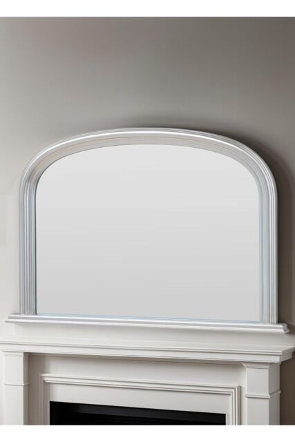 Yearn Mirrors Overmantle Arched Contemporary Mirror Silver 112(w)x77cm(h) in Metallic Silver - image 1