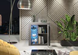 Mex Furniture LTD Sideboard with LED Lighting & Gloss Doors / 83cm in Dark Grey - thumbnail 6