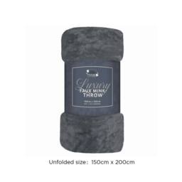 Voltico Faux Mink Throw - Charcoal, 150 × 200 cm in Charcoal - Size: 150 cm x 200 cm - thumbnail 3