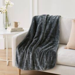 Voltico Faux Mink Throw - Charcoal, 150 × 200 cm in Charcoal - Size: 150 cm x 200 cm