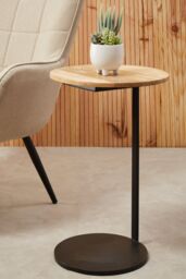 Orsina Modern Side Table, Wood Top Side Table, Metal & Wood Side Table, Contemporary Side Table for Living Room in Black - thumbnail 2