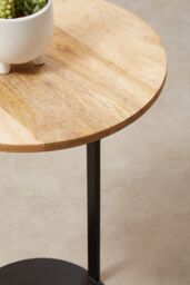 Orsina Modern Side Table, Wood Top Side Table, Metal & Wood Side Table, Contemporary Side Table for Living Room in Black - thumbnail 4