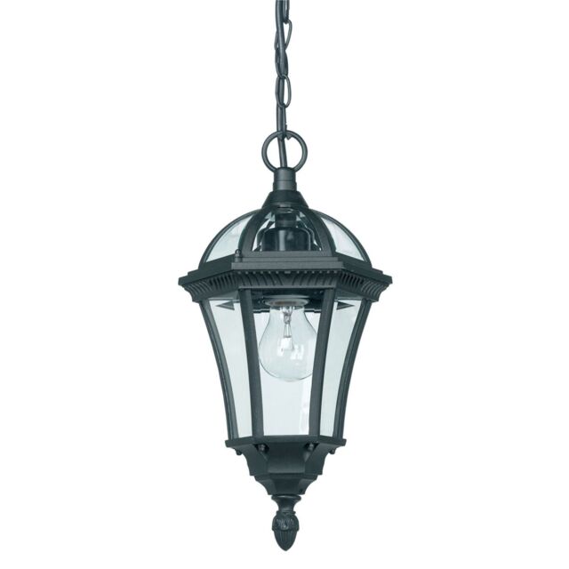 Happy Homewares Black Exterior Hanging Porch Lantern Pendant Light